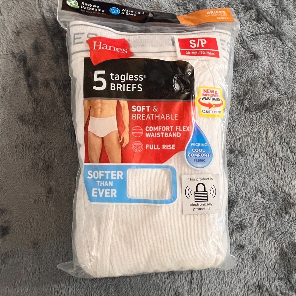 HANES 5-Pack Comfort Flex Waistband Tagless Briefs Men's Size S (28-30")
